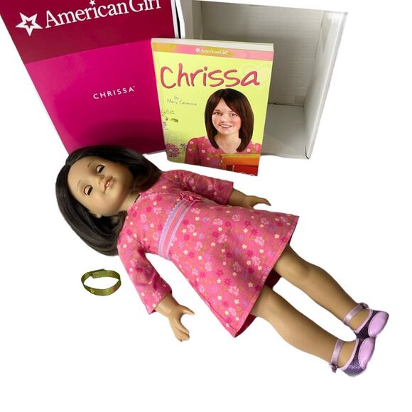 American Girl CHRISSA DOLL In Meet Outfit Dress Shoes Panties Book Bracelet BOX - Picture 4 of 10